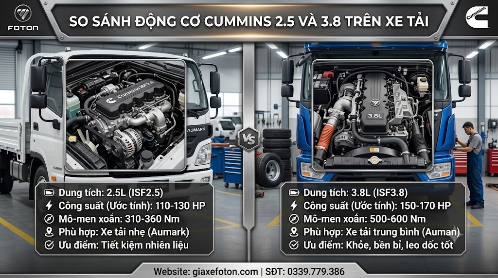 So Sánh Động Cơ Cummins 2.5 Và 3.8 Trên Xe Tải - Kim An Phát Auto