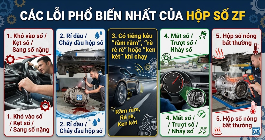 các lỗi phổ biến nhất của hộp số zf