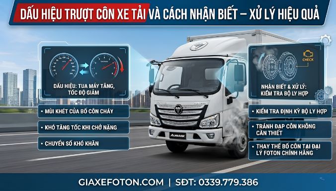dấu hiệu trượt côn xe tải và cách nhận biết - xử lý hiệu quả