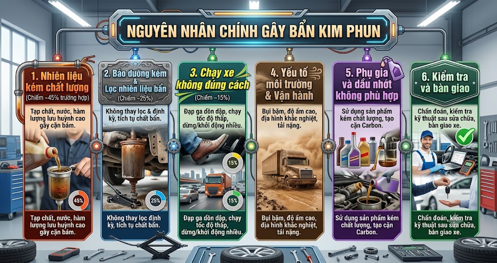 Nguyên nhân chính gây bẩn kim phun